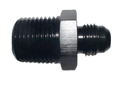 Black anodized, ADAPTOR MALE /MALE STRAIGHT, -6 MALE FLARE TO 1/2